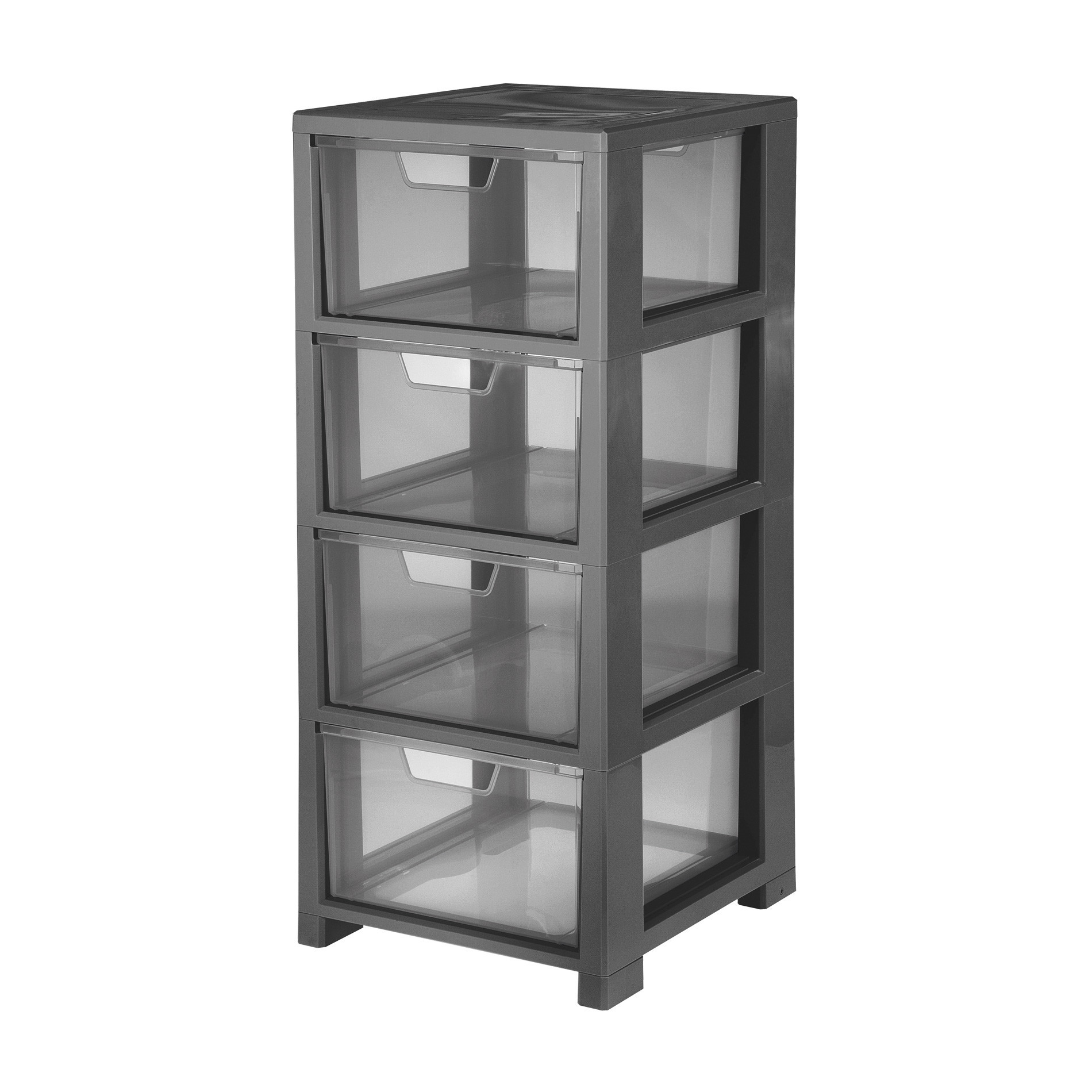 Linea 4-drawer storage unit Graphite / Transp. graphite