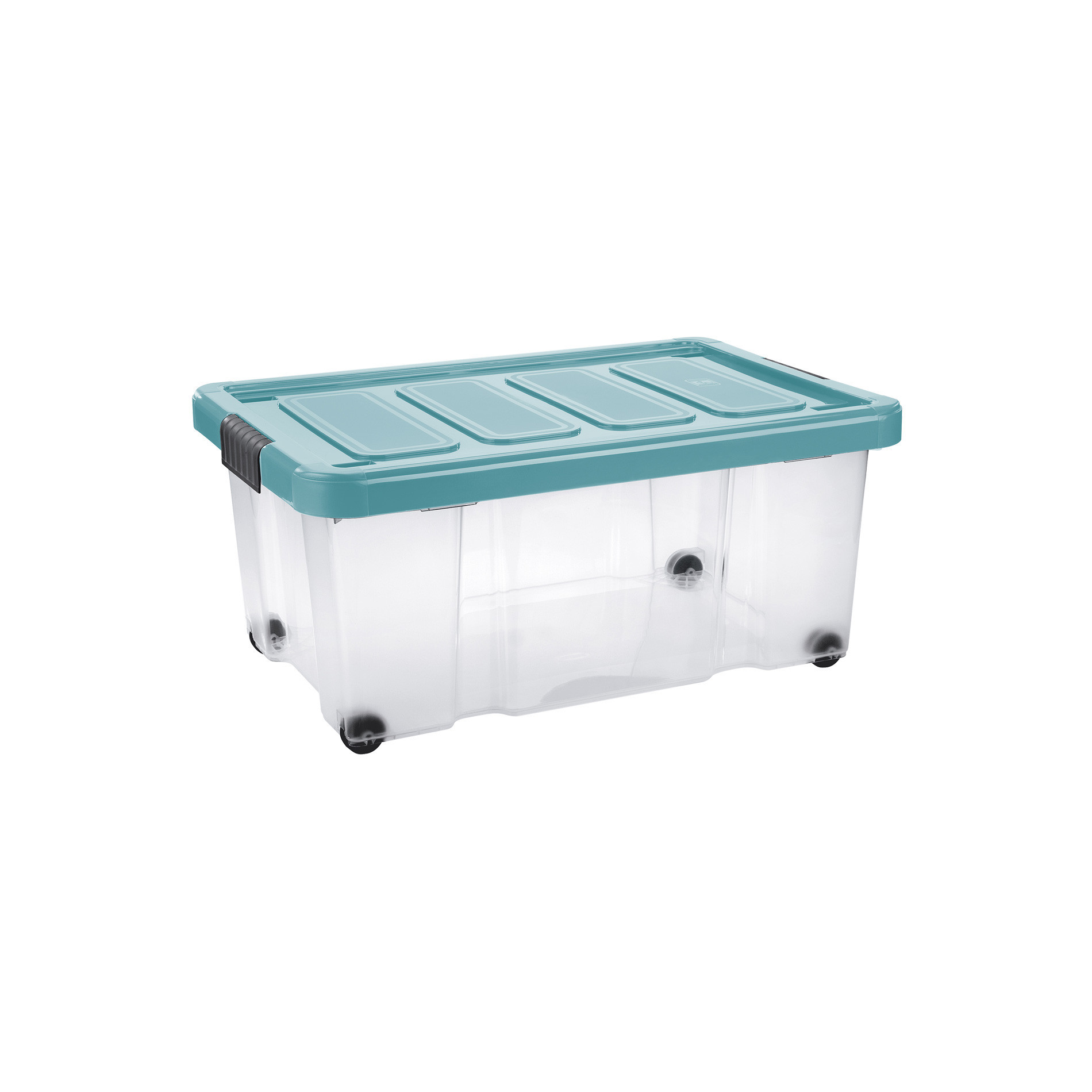 Puzzle Box with lid and wheels | 43 L Transparent / Dolphin