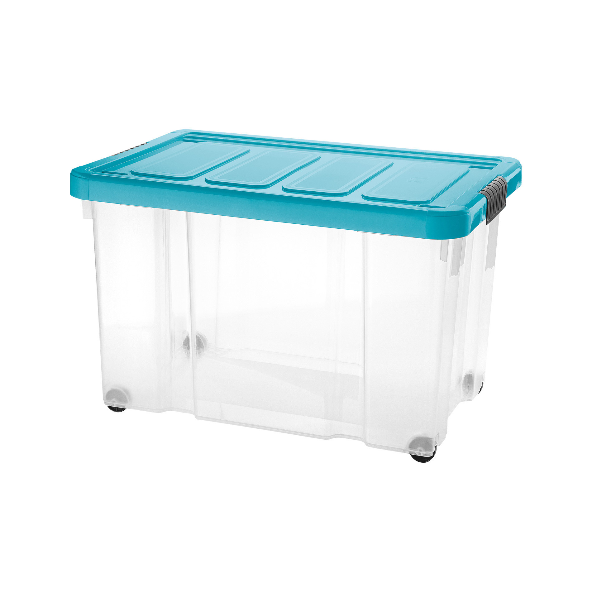 Puzzle Box with lid and wheels | 60 L Transparent / Dolphin