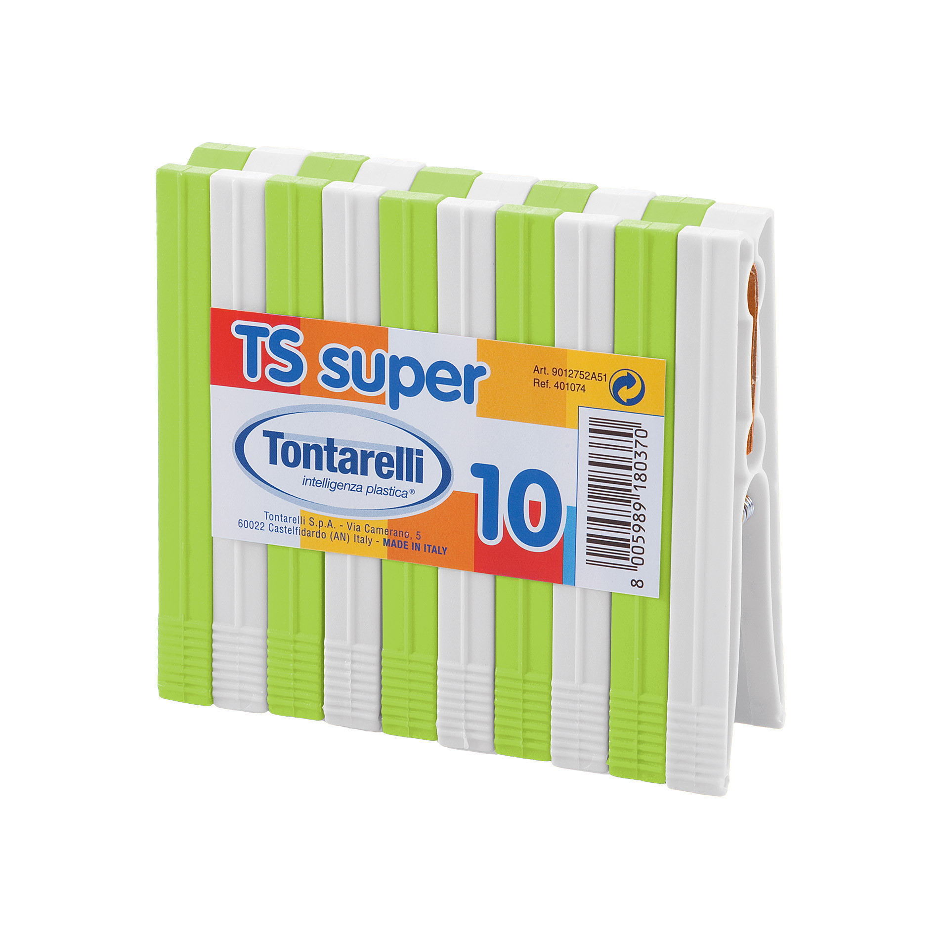 PACK OF 10 TS SUPER CLOTHES PEGS White / Lime