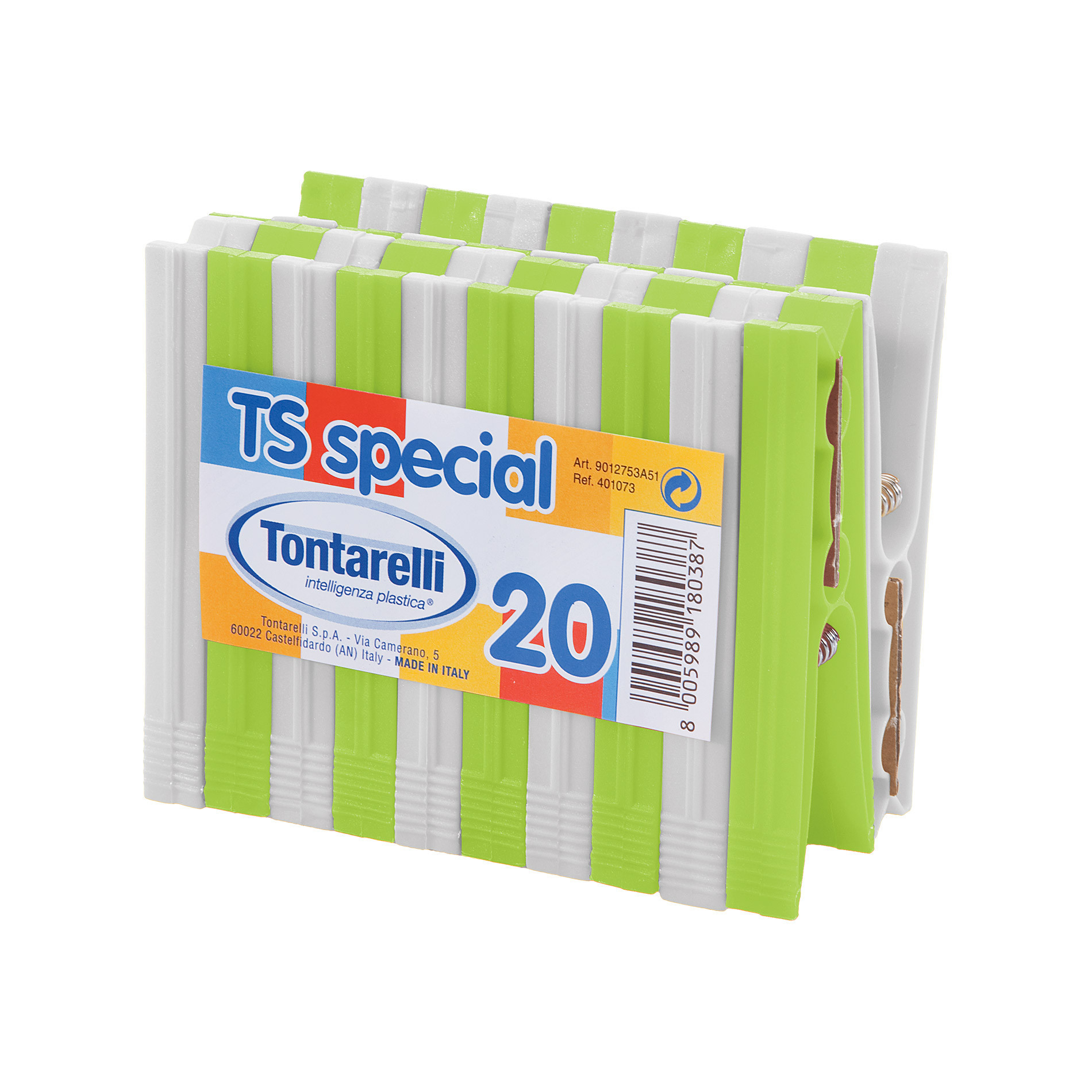 DOUBLE PACK OF 10 TS SPECIAL CLOTHES PEGS White / Lime