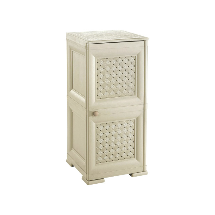 OMNIMODUS CABINET - 2 MODULES WITH WICKER-STYLE DOORS Angora