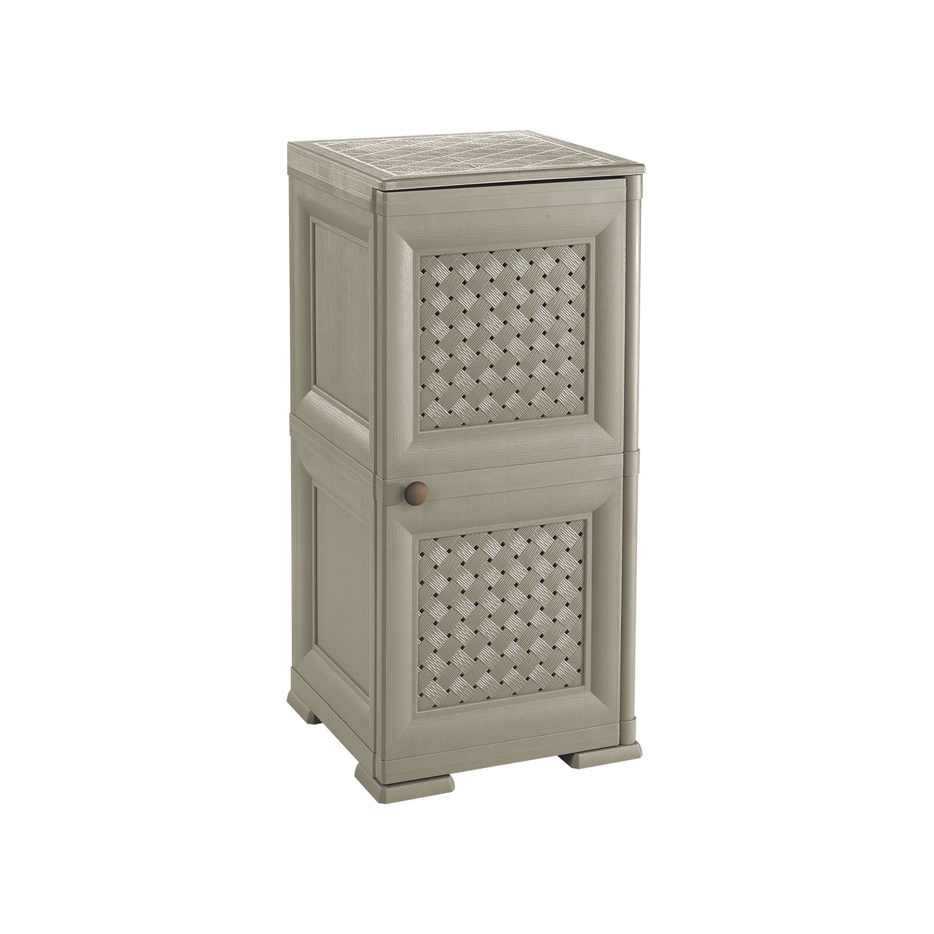 OMNIMODUS CABINET - 2 MODULES WITH WICKER-STYLE DOORS Taupe