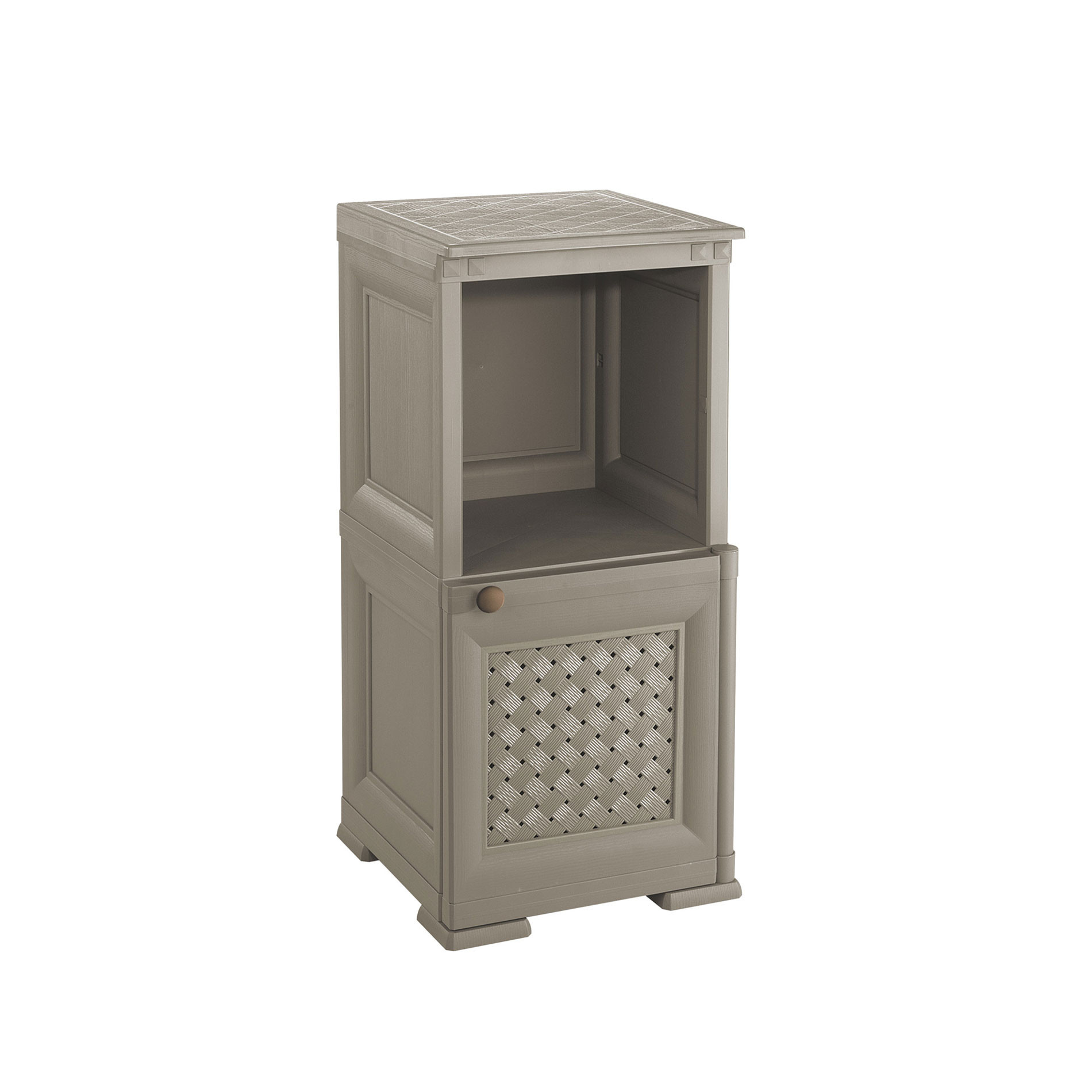 OMNIMODUS CABINET - 1 MODULE WITH WICKER-STYLE DOOR AND 1 OPEN SHELF Angora